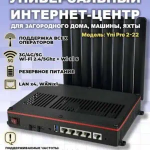 Универсальный интернет-центр для дома, машин и яхт с поддержкой всех операторов, 3G/4G/5G, Wi-Fi 2.4/5GHz, Wi-Fi 6, резервным питанием и LAN/WAN портами.